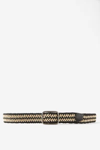 Cotton On Avenue Braided Belt In Black/vintage White/burnished Silver