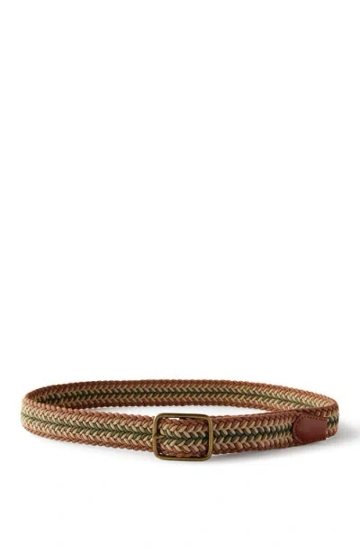 Cotton On Avenue Braided Belt In Brown Green Vintage White