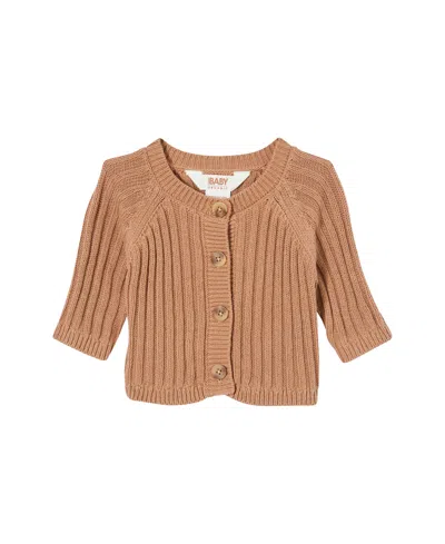 Cotton On Baby Boys And Baby Girls Newborn Rib Knit Cardigan In Brown