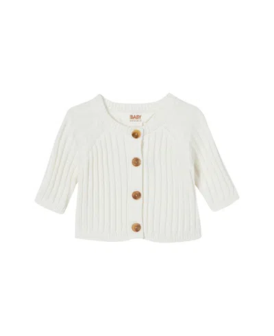 Cotton On Baby Boys And Baby Girls Newborn Rib Knit Cardigan In Off-white