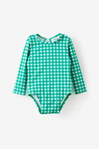Cotton On Kids' Baby Long Sleeve Keyhole Back Swimsuit In Green