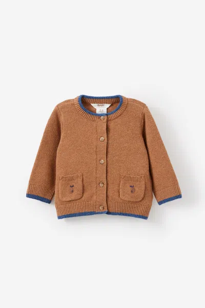 Cotton On Kids' Baby Organic Blend Knit Cardigan In Brown