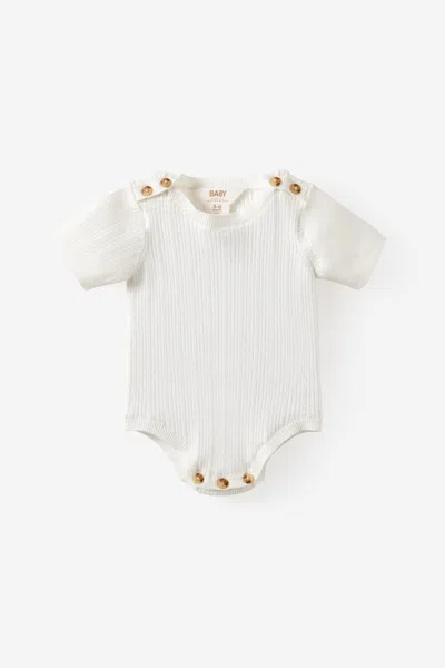 Cotton On Kids' Baby Organic Blend Knit Short Sleeve Bubbysuit In White