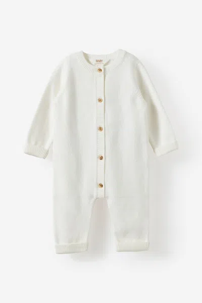 Cotton On Kids' Baby Organic Knit Blend Long Sleeve All In One In White