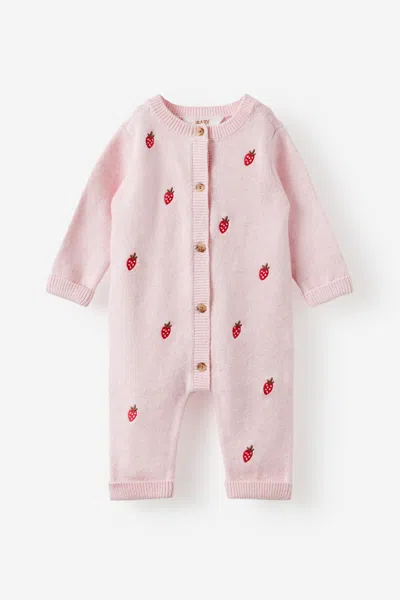 Cotton On Kids' Baby Organic Knit Blend Long Sleeve All In One In Pink