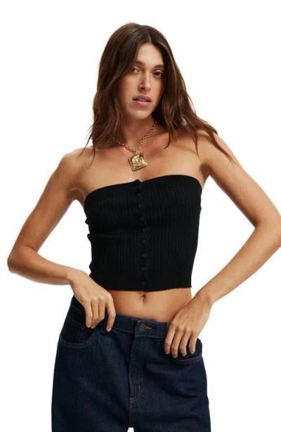 Cotton On Baby Rib Button Bandeau In Black