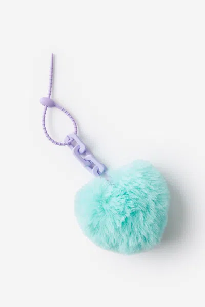Cotton On Bag Charm In Mint Fluffy Heart