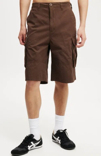 Cotton On Baggy Cargo Short In Chocolate Twill