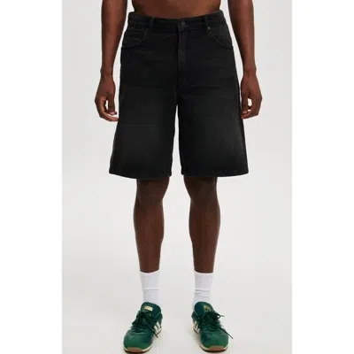 Cotton On Baggy Denim Short In Wicked Black