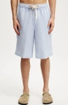 Cotton On Baggy Linen Short In Blue