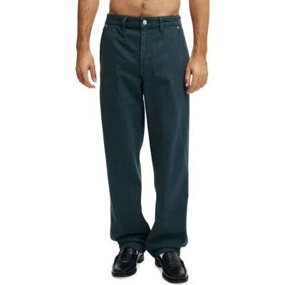 Cotton On Baggy Straight Leg Jeans In Carpenter Trekking Green