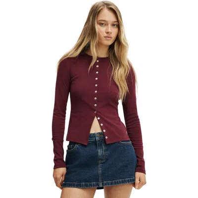 Cotton On Bailey Button Detail Cardi In Red