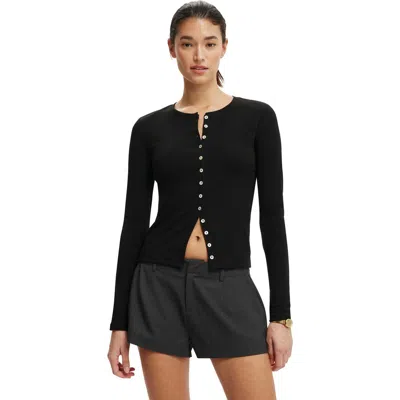 Cotton On Bailey Button Detail Cardi In Black
