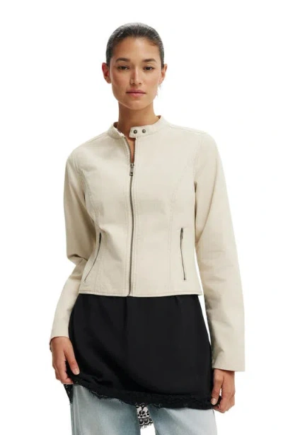 Cotton On Bay Moto Jacket In White