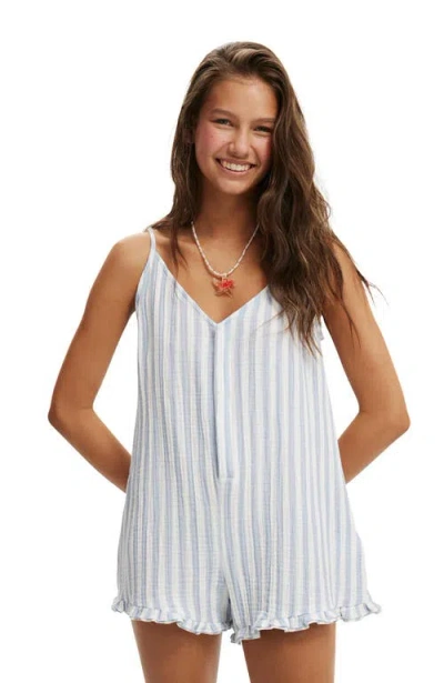 Cotton On Beach Romper In Blue Stripe
