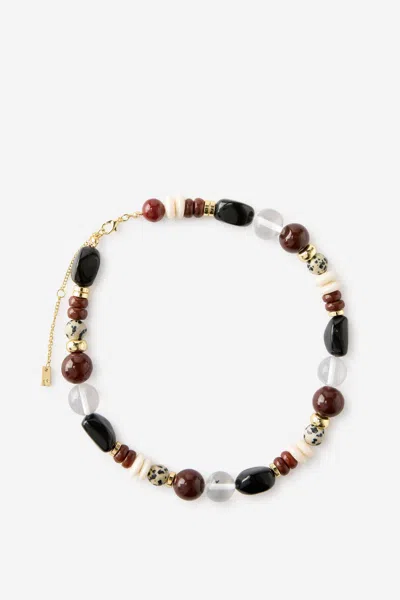 Cotton On Beaded Necklace In Up Gold Brown Spot Bead