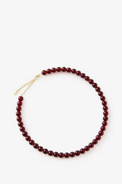 Cotton On Beaded Necklace In Up Gold Burgundy Swirl Bead