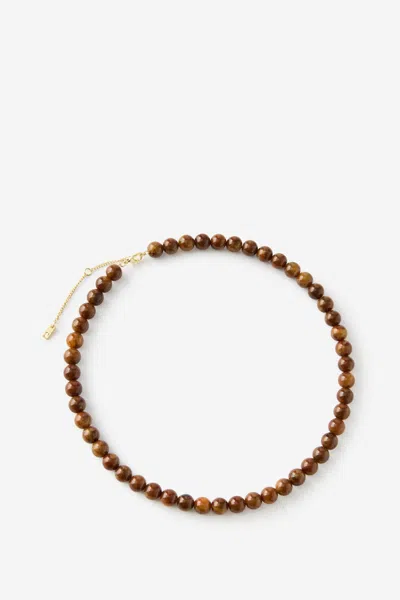 Cotton On Beaded Necklace In Up Gold Chocolate Swirl Bead