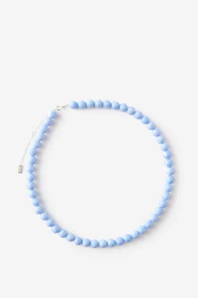 Cotton On Beaded Necklace In Up Silver Blue Swirl Bead