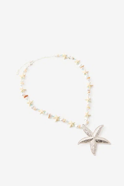 Cotton On Beaded Necklace In White