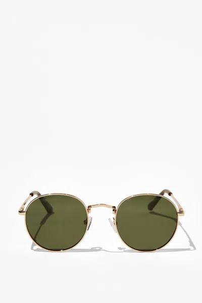 Cotton On Bellbrae Polarized Sunglasses In Gold/tort/green
