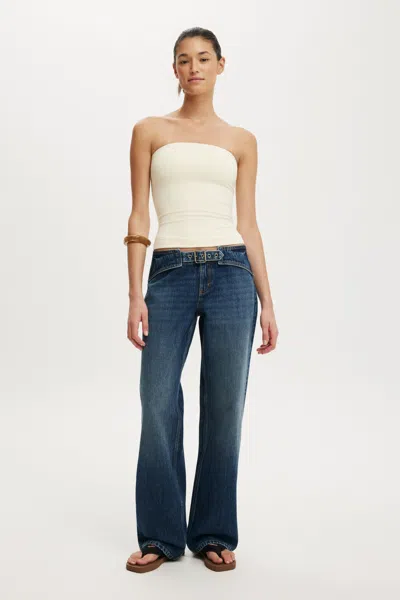 Cotton On Belted Low Rise Straight Jean In Black