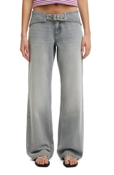 Cotton On Belted Low Rise Straight Leg Jeans In Gray