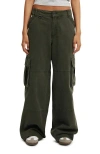Cotton On Benny Cargo Pant In Dark Washed Green