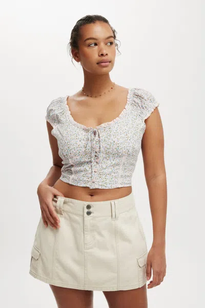 Cotton On Benny Cargo Skirt In Ecru