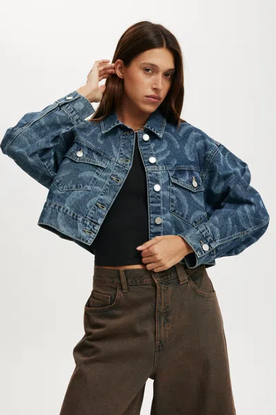Cotton On Bianca Simpson Cropped Denim Jacket In Blue