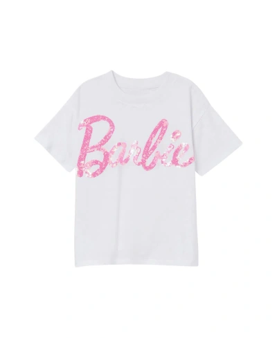 Cotton On Kids' Big Girls Drop Shoulder Short Sleeve Graphic T-shirt In Lcn Mat Barbie,white