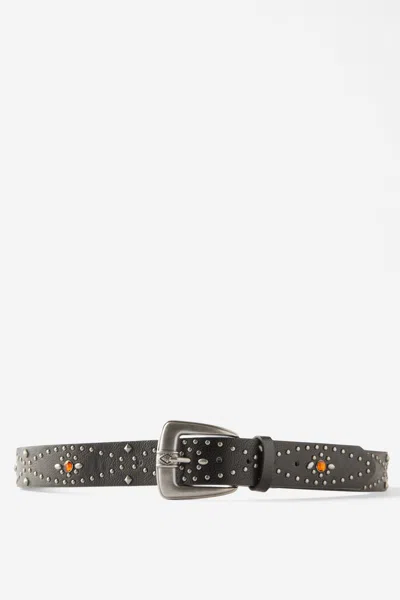 Cotton On Biker Belt In Black/burnished Silver/jewel Studs
