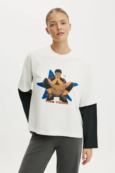 Cotton On Billie Eilish Music Double Oversized Graphic Tee In White