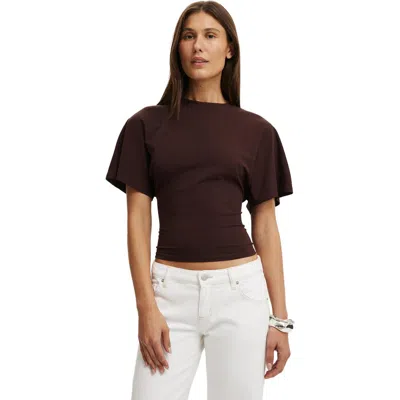Cotton On Blair Batwing Short Sleeve Tee In Brown
