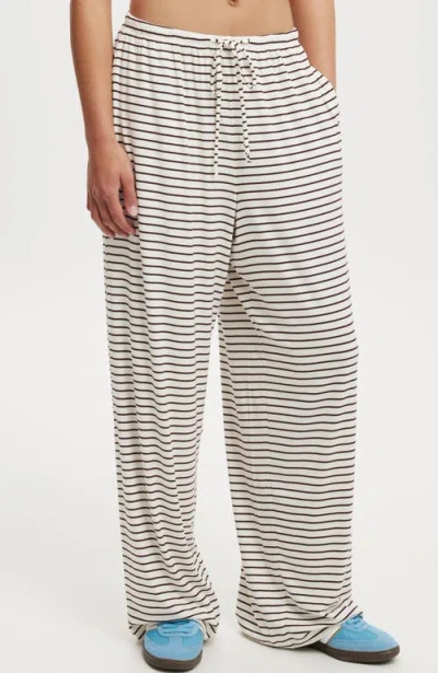 Cotton On Blair Wide Leg Pant In Lorry Stripe Cherry Choc