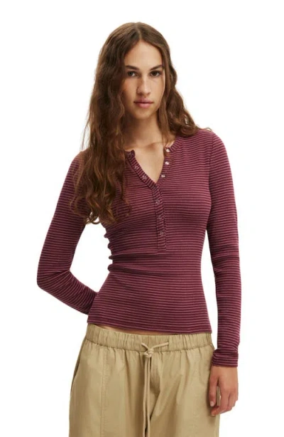 Cotton On Blake Henley Long Sleeve In Burgundy