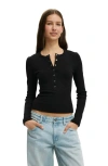 Cotton On Blake Henley Long Sleeve In Black