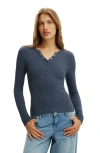 Cotton On Blake Henley Long Sleeve In Blue