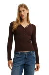 Cotton On Blake Henley Long Sleeve In Burgundy
