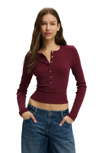 Cotton On Blake Henley Long Sleeve In Brown