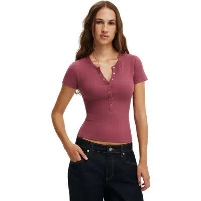 Cotton On Blake Henley Short Sleeve In Burgundy
