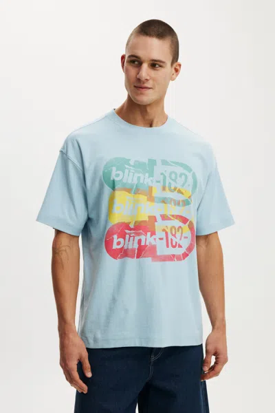 Cotton On Blink 182 Music Box Fit T-shirt In Lcn Bra Blue Mist / Blink 182 - Triple Logo