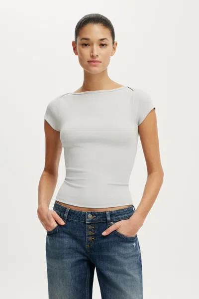 Cotton On Boatneck Cap Sleeve Tee In White