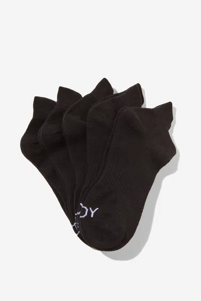 Cotton On Body 5pk Ankle Sport Sock In Black