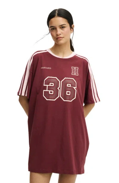 Cotton On Body 90 S Sporty Tshirt Nightie In Burgundy