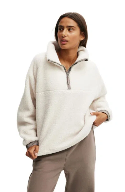 Cotton On Body Active Balance Half Zip Soft Fleece Pullover Jacket In White