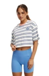 Cotton On Body Active Cropped Graphic Tee In Blue Bandit Stripe Badge
