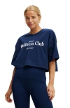 Cotton On Body Active Cropped Graphic Tee In Heritage Blue Body Wellness