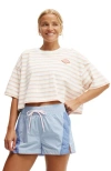 Cotton On Body Active Cropped Graphic Tee In Mila Stripe Badge