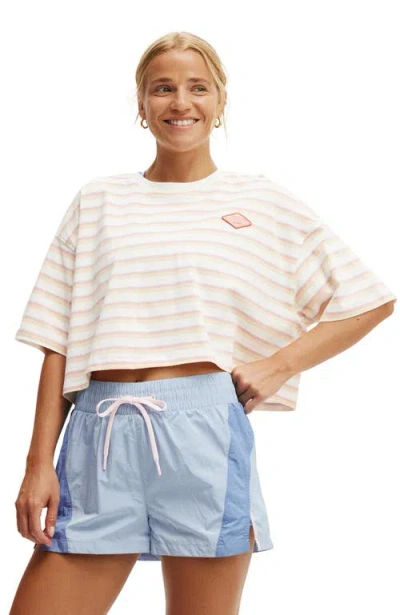 Cotton On Body Active Cropped Graphic Tee In Mila Stripe Badge